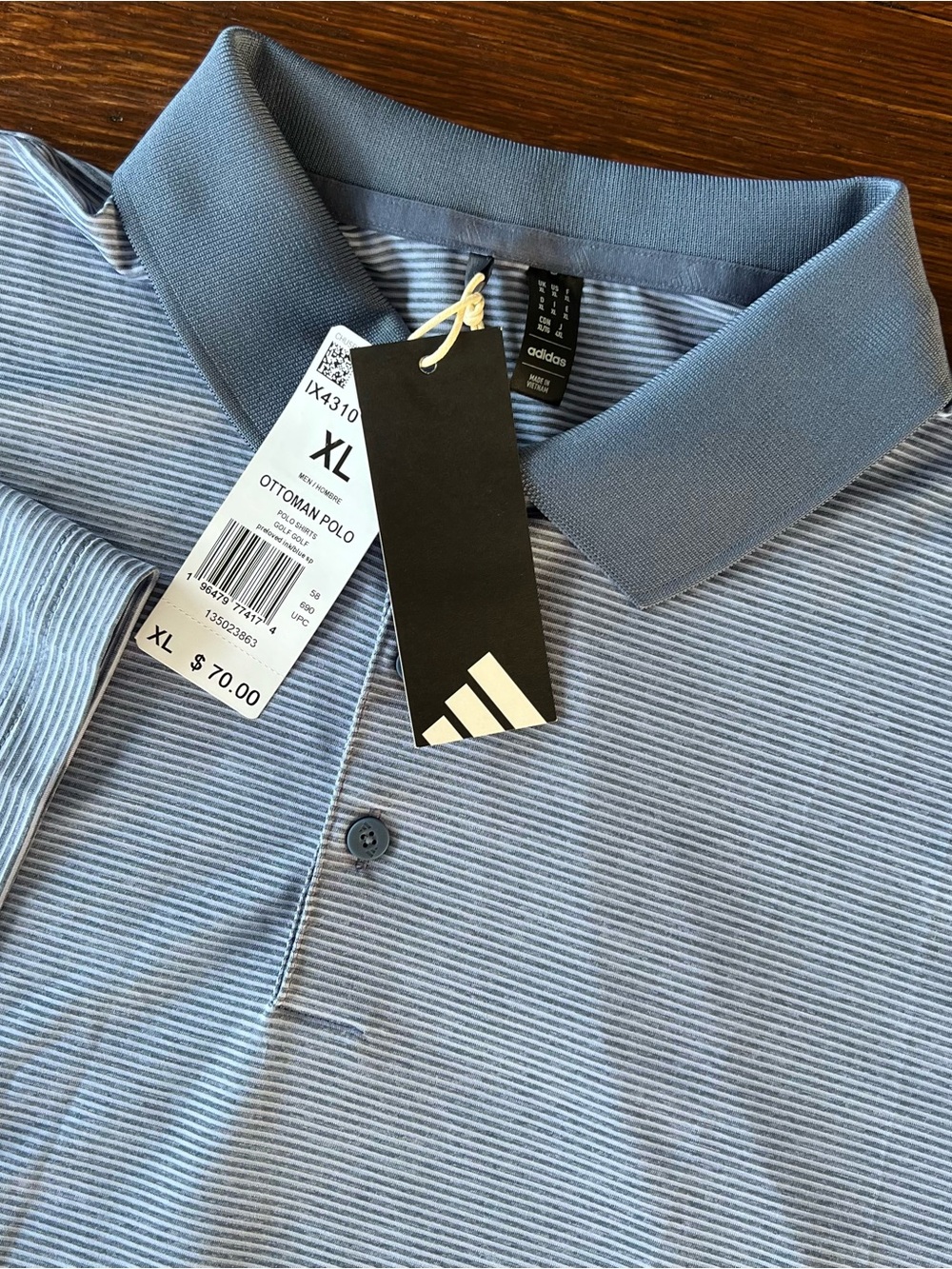 NWT Adidas Ultimate365 Ottoman Stripe Golf Polo Shirt Men XL Preloved Ink Blue